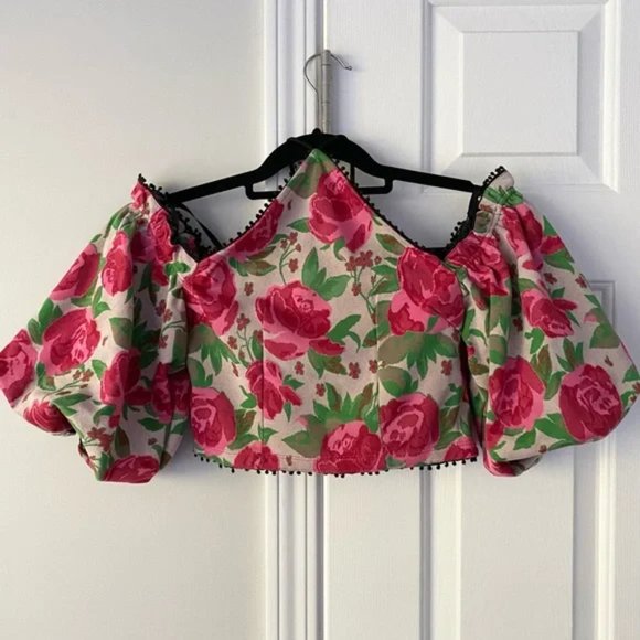 NWT Anthropologie Frida Off Shoulder Floral Halter Top in Rose Combo, XXS - Picture 11 of 13